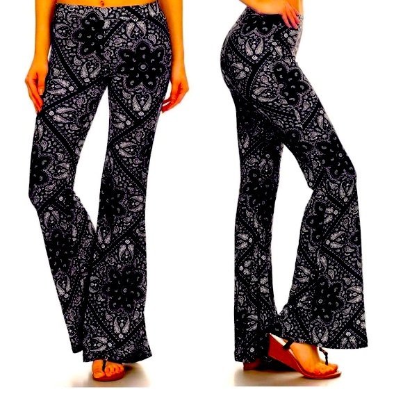 🆕NIP:SHOSHO- PAISLEY PRINT BOHO FLARE BELL BOTTOM PALAZZO BOTTOM PANTS- XL - Picture 5 of 7